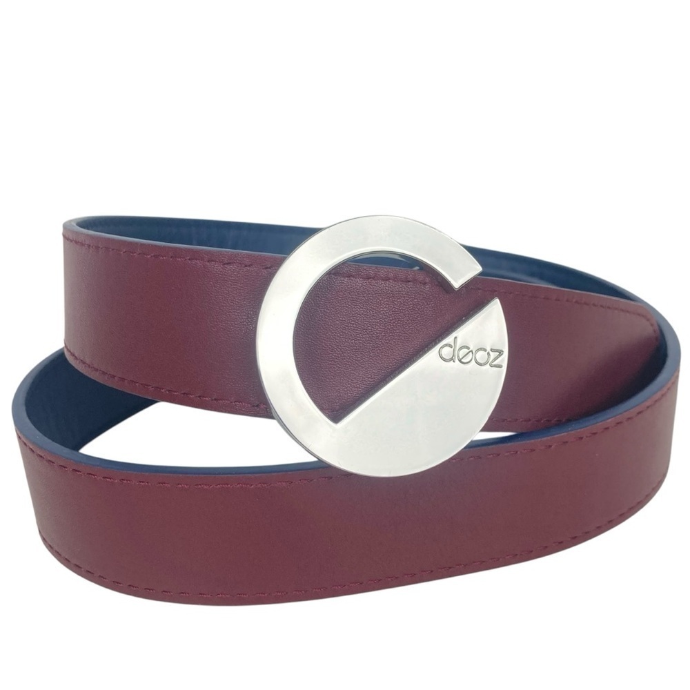 DOOZ Italian Leather Duo Belt - Reversible Cobalt/Burgundy